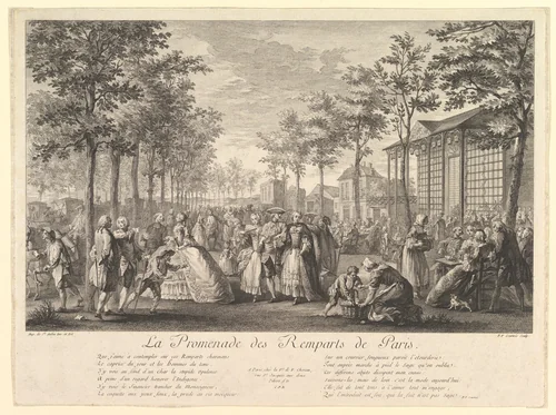 La Promenade des Remparts de Paris by Pierre François Courtois, print, 1760