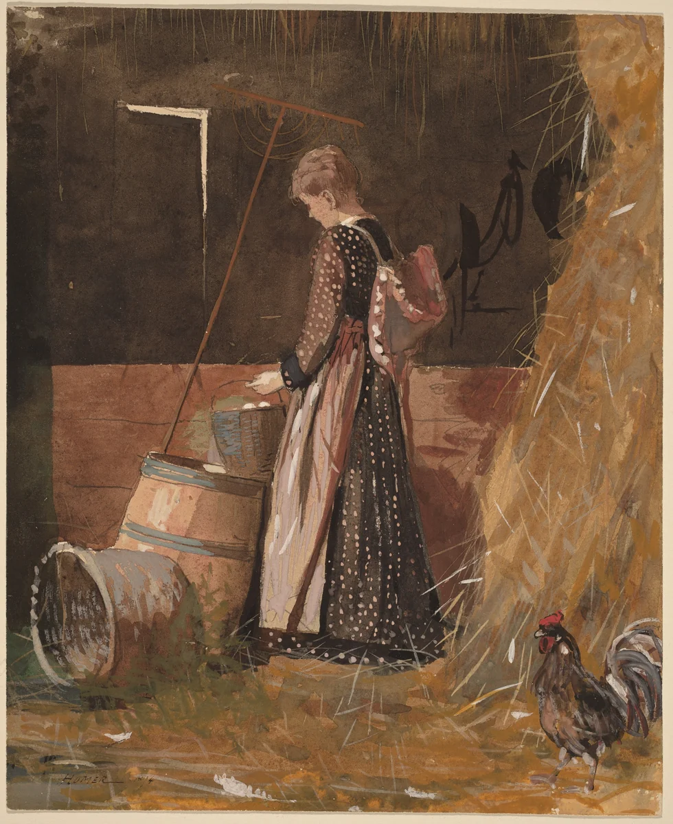 Fresh Eggs by Winslow Homer, drawing, 1874