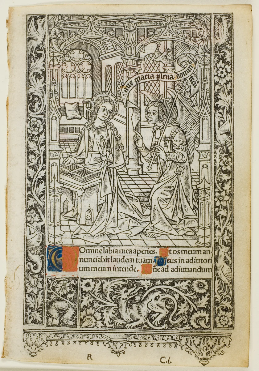 Annunciation, from a book of hours by Thielmann Kerver, print, 1505-1510