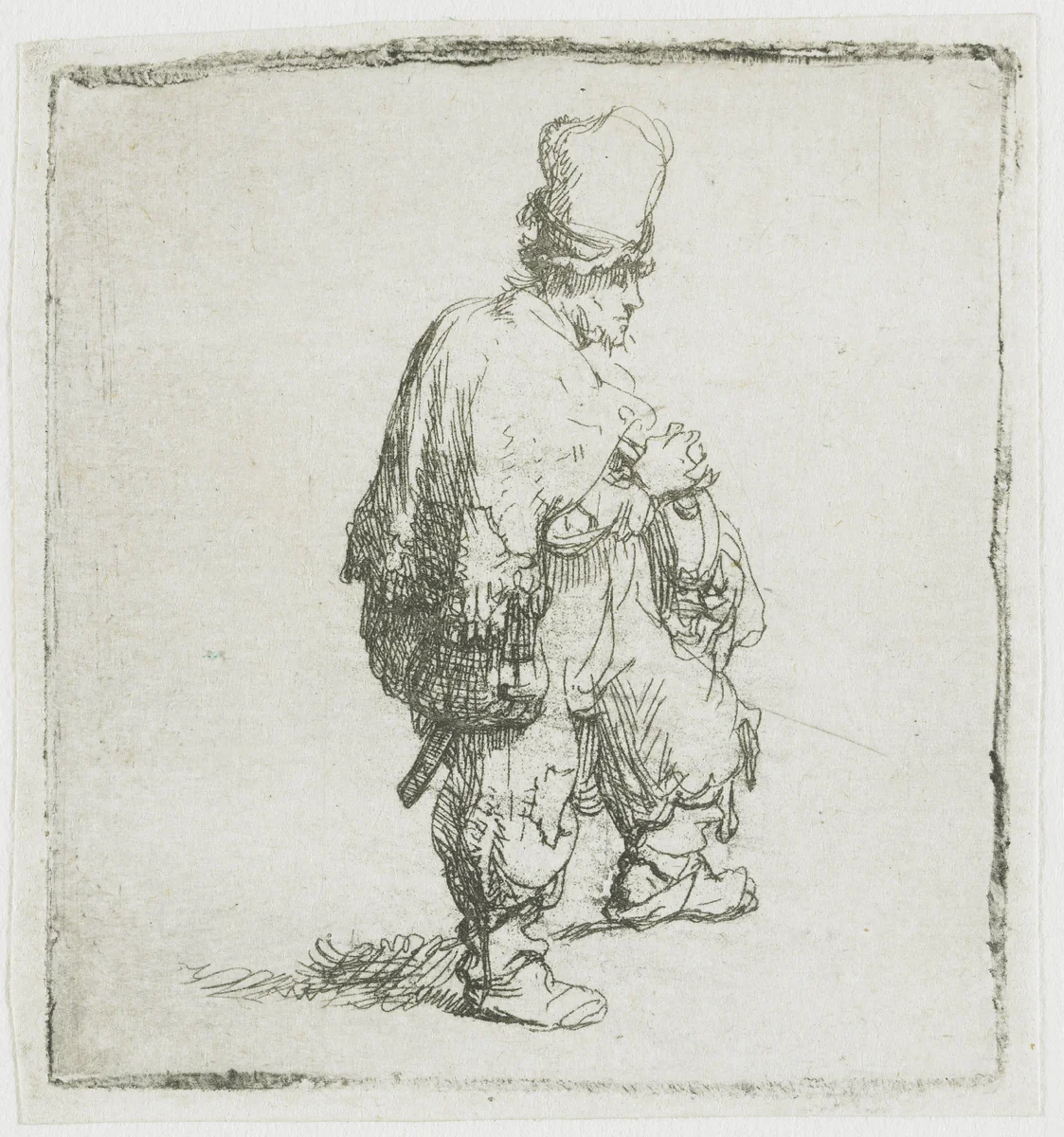Draailierspeler by Rembrandt van Rijn, print, 1631