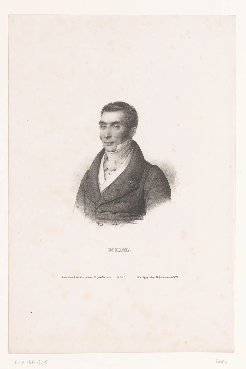 Portret van schrijver Eugène Scribe by anonymous, print, 1830-1853