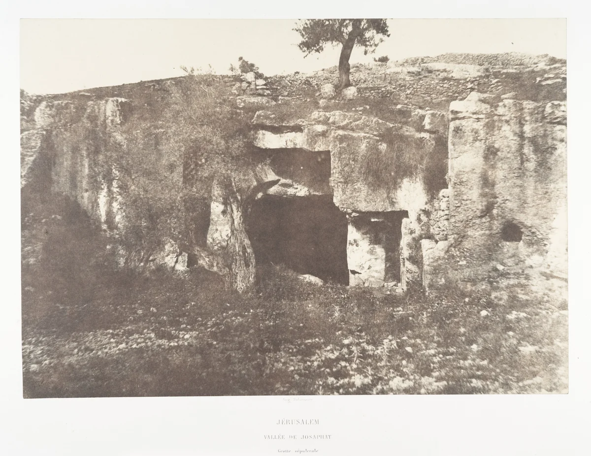 Jérusalem, Vallée de Josaphat, Grotte sépulcrale, 1 by Auguste Salzmann, photograph, 1854-1859