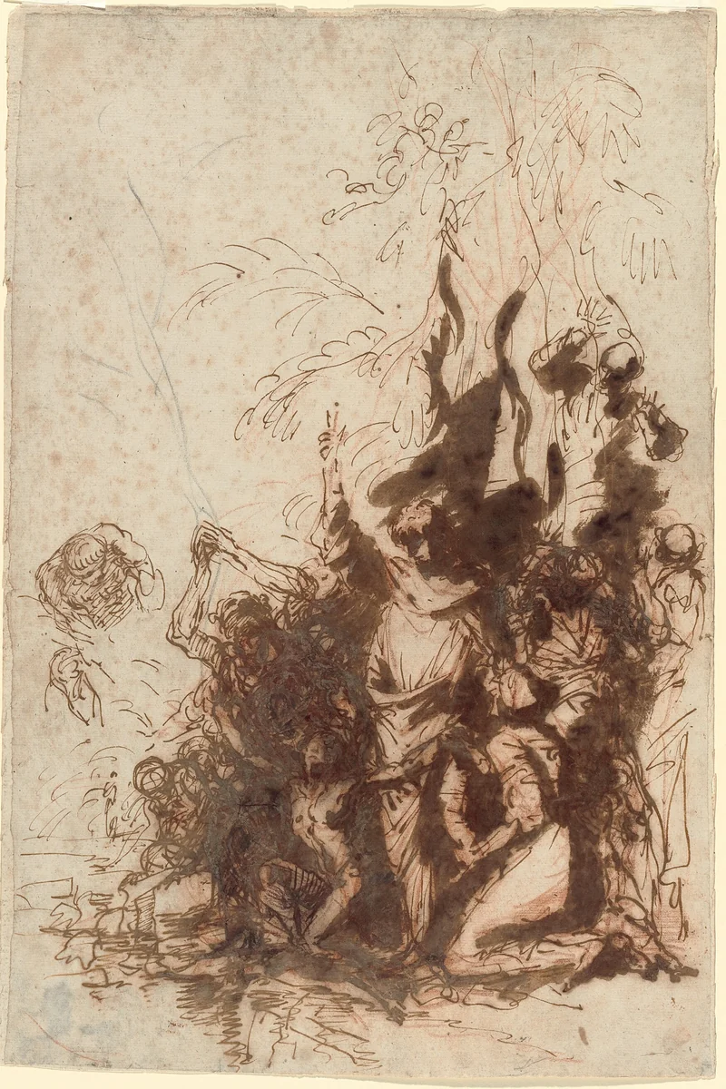 Raising of Lazarus by Salvator Rosa, drawing, 1660-1664