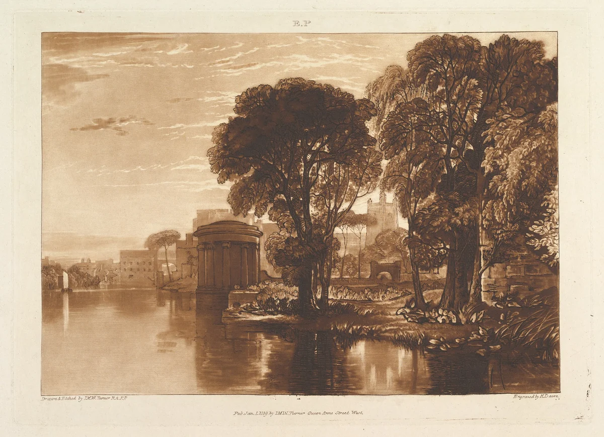 The Alcove, Isleworth, part XIII, plate 63 from "Liber Studiorum" by Joseph Turner, print, 1819
