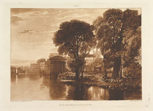 The Alcove, Isleworth, part XIII, plate 63 from "Liber Studiorum" by Joseph Turner, print, 1819