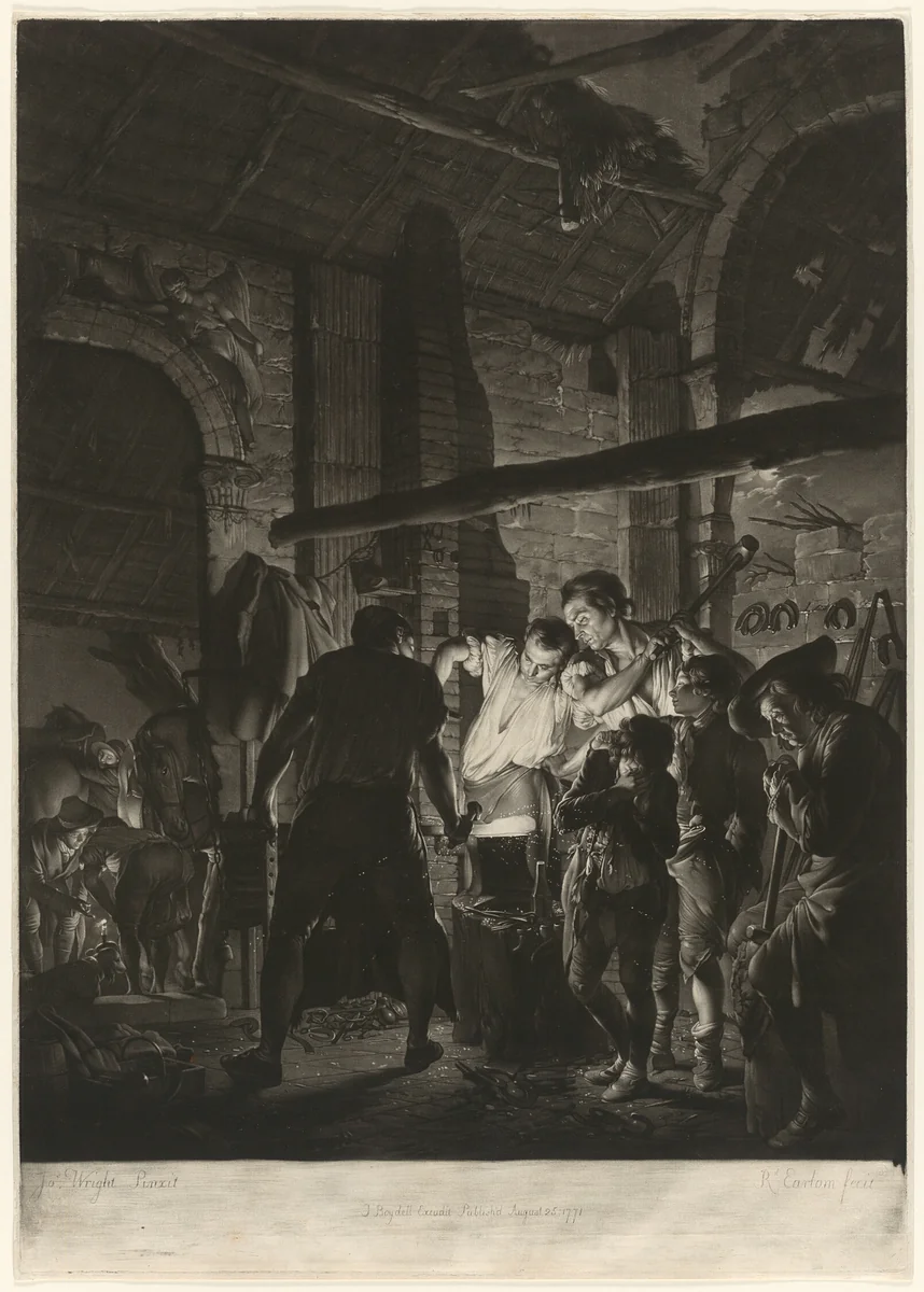 A Blacksmith's Shop by Richard Earlom, print, 1771