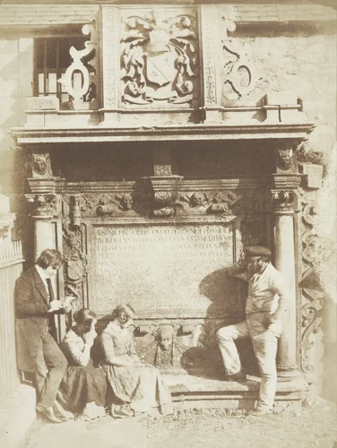 D.O. Hill and others in Greyfriars Churchyard by David Octavius Hill, Robert Adamson, photograph, 1841