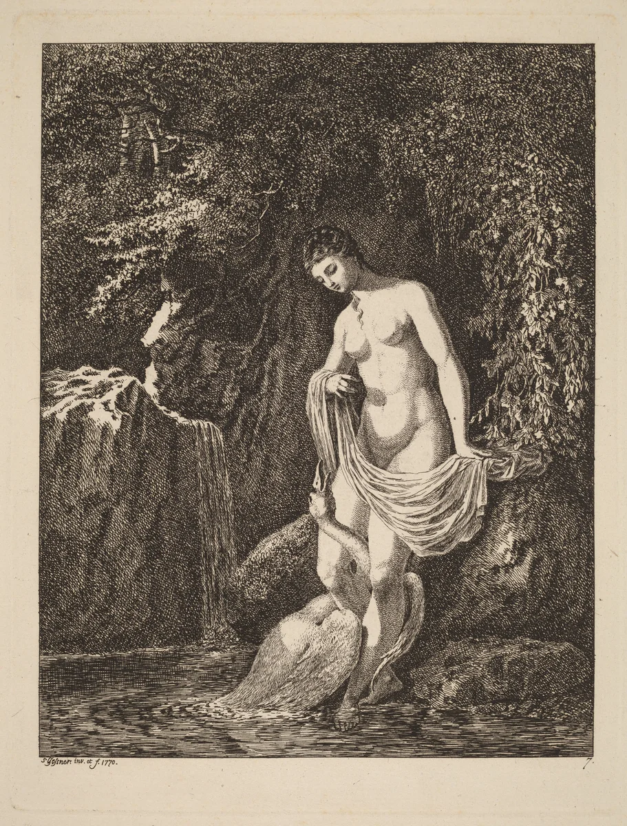 Leda and the Swan by Salomon Gessner, print, 1770