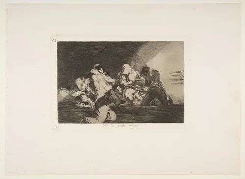 Plate 26 from "The Disasters of War" (Los Desastres de la Guerra): 'One can't look' (No se puede mirar) by Goya, print, 1810