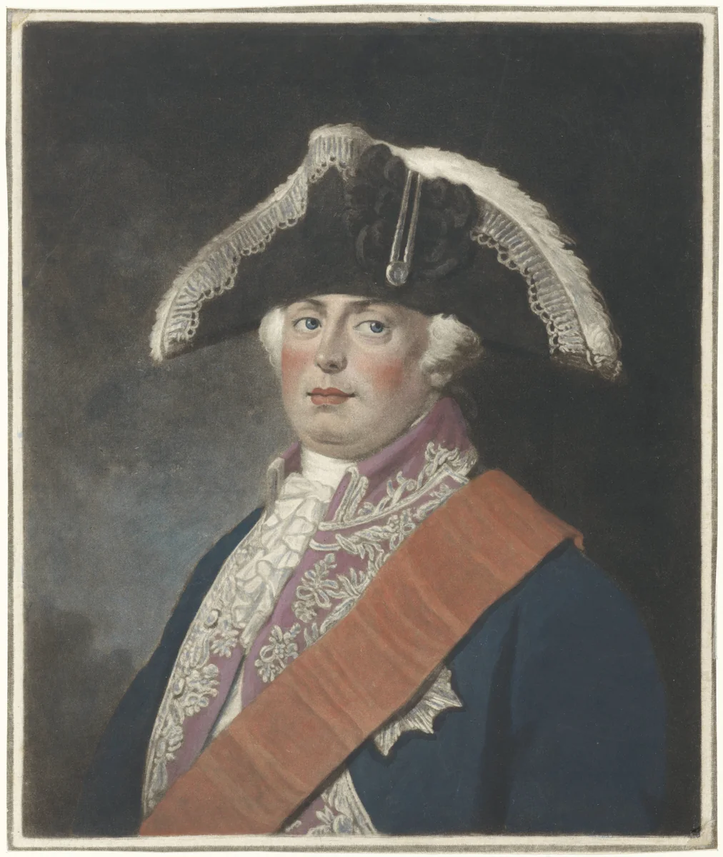 Portret van Frederik Willem II, koning van Pruisen by Charles Howard Hodges, print, 1794
