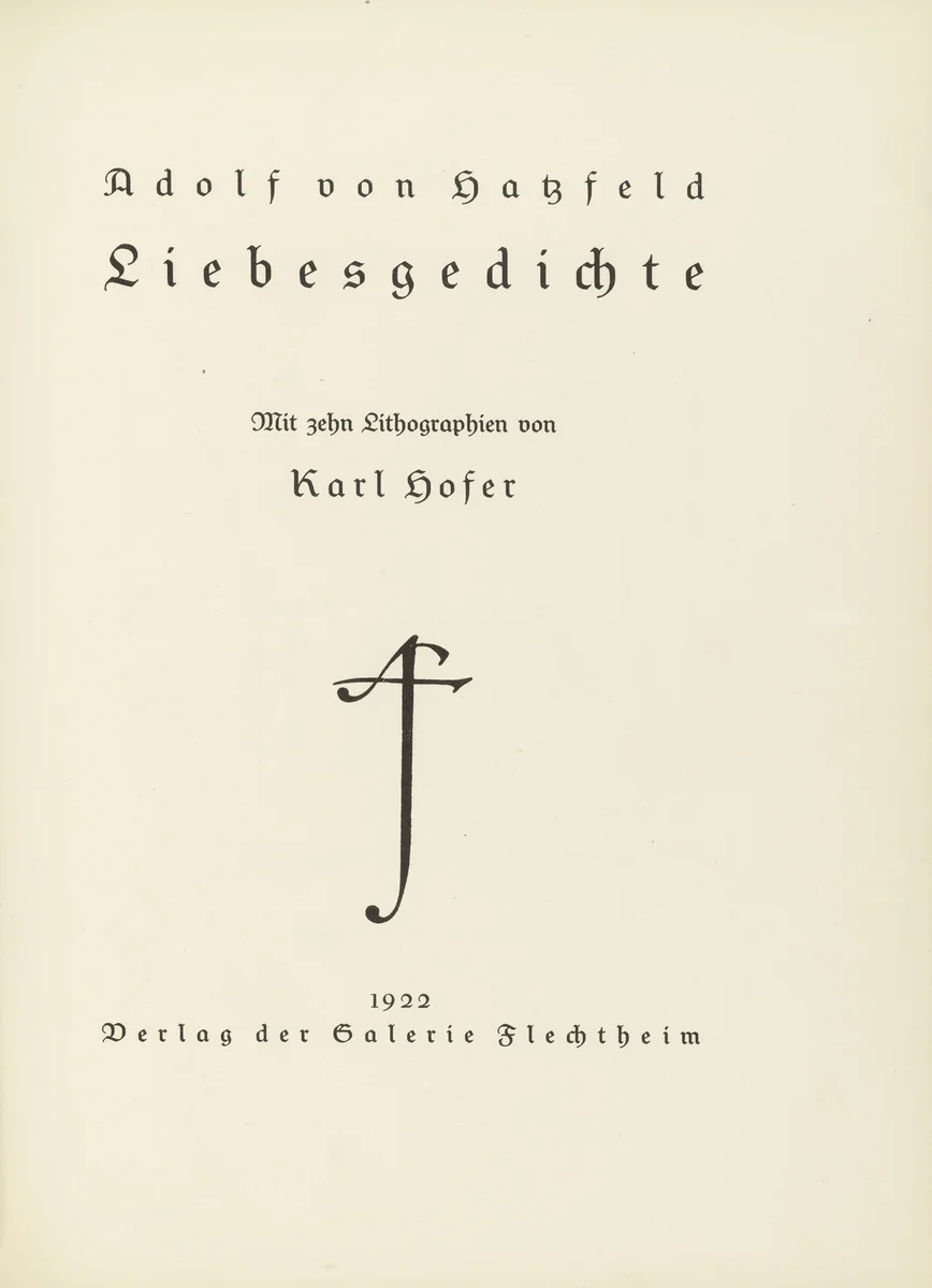 Liebesgedichte (Love Poems) by Karl Hofer, illustrated book, 1922