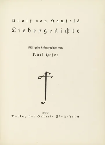 Liebesgedichte (Love Poems) by Karl Hofer, illustrated book, 1922