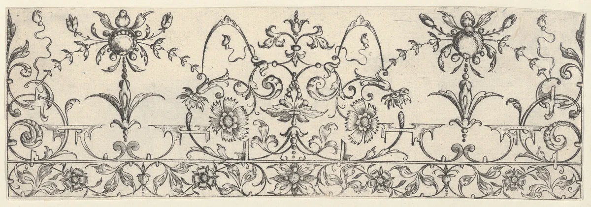 Plate 9, from "Friezes with Birds, Flowers and Meandering Wreaths and Scrolls" by Theodor Bang, print, 1600-1620