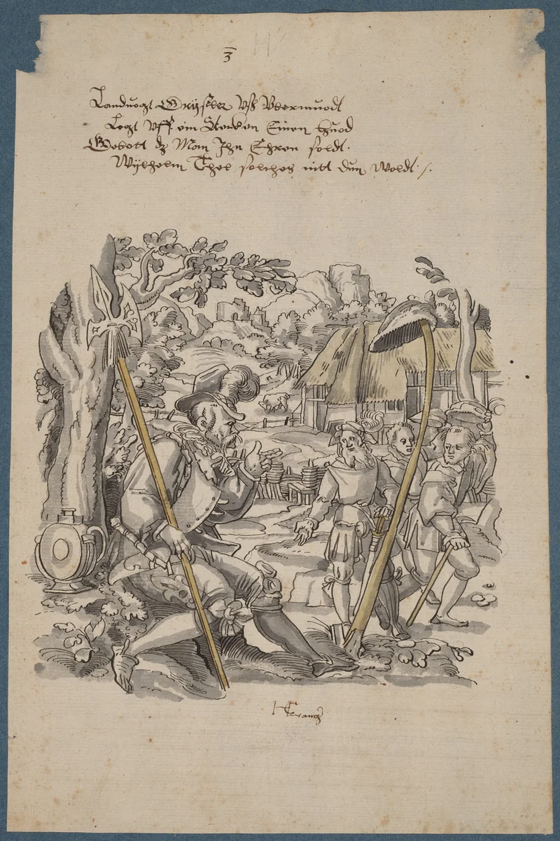 William Tell Refusing to Honor Governor Gessler's Hat by Hans Kaspar Lang, drawing, 1620