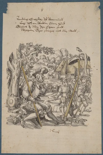 William Tell Refusing to Honor Governor Gessler's Hat by Hans Kaspar Lang, drawing, 1620