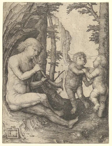 Boy with a Trumpet by Lucas van Leyden, print, 1507-1520