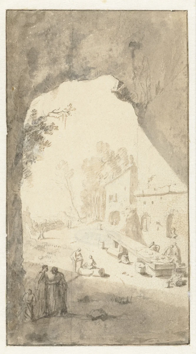 Herberg bij de grot van Egeria by Bartholomeus Breenbergh, drawing, 1624-1629