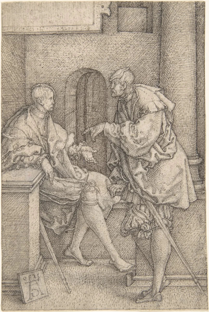 Ammon and Jonadab by Heinrich Aldegrever, drawing, 1539