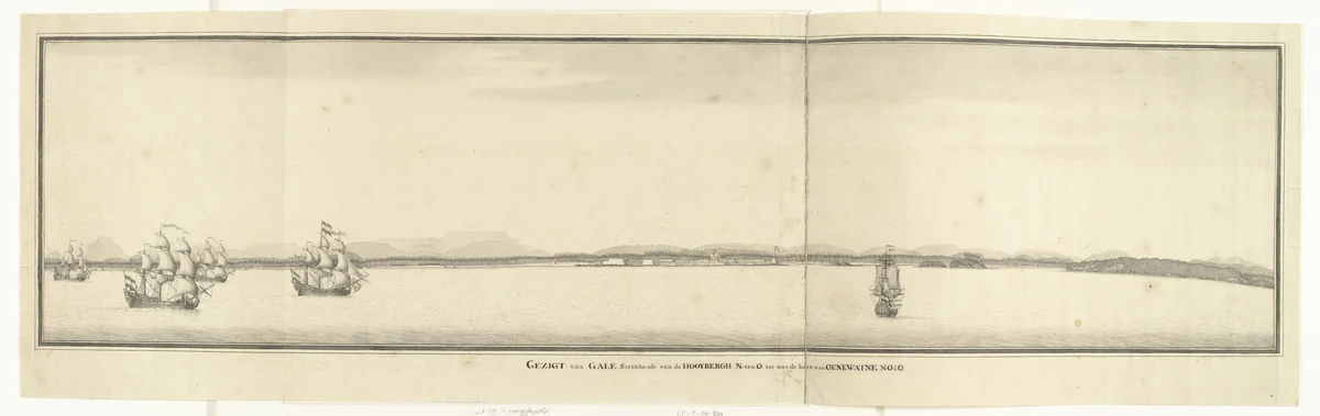 Gezicht op het fort te Galle op Ceylon by Pieter de Bevere, drawing, 1755
