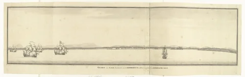Gezicht op het fort te Galle op Ceylon by Pieter de Bevere, drawing, 1755