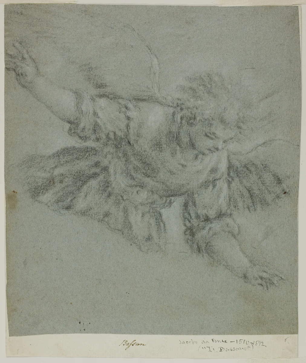 Angel by Jacapo Bassano, drawing, 1573-1577