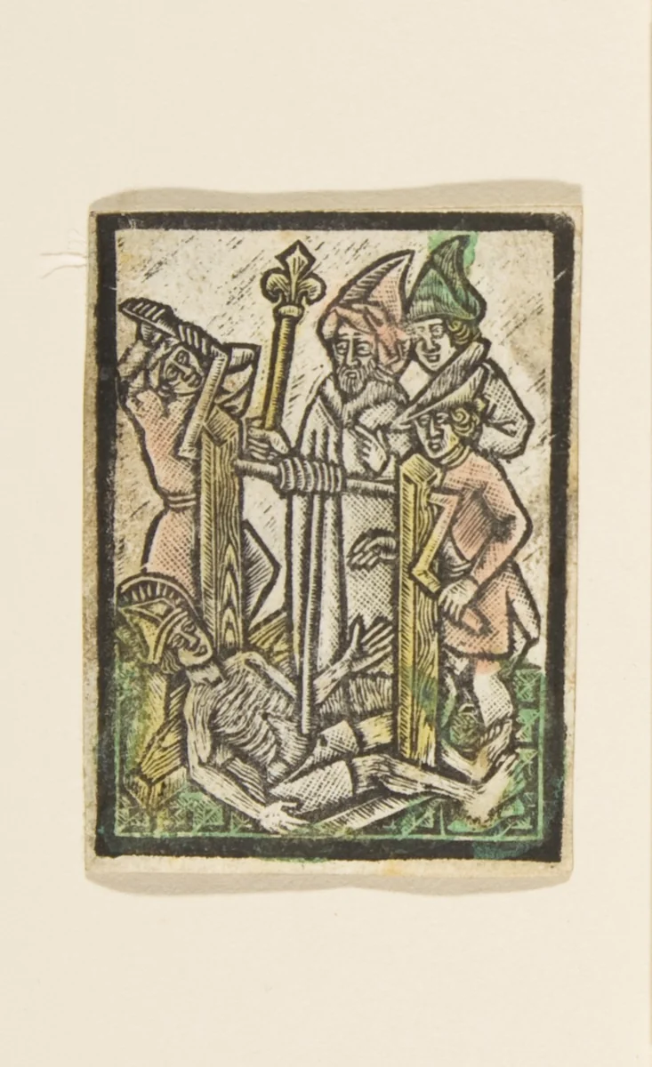 Martyrdom of St. Erasmus, after the Master of St. Erasmus by anonymous, print, 1400-1499