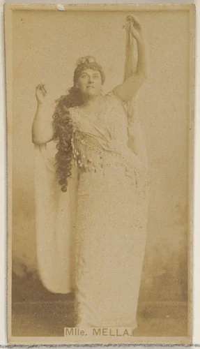 Mlle. Mella, from the Actors and Actresses series (N45, Type 8) for Virginia Brights Cigarettes by Allen & Ginter, photograph, 1885-1891