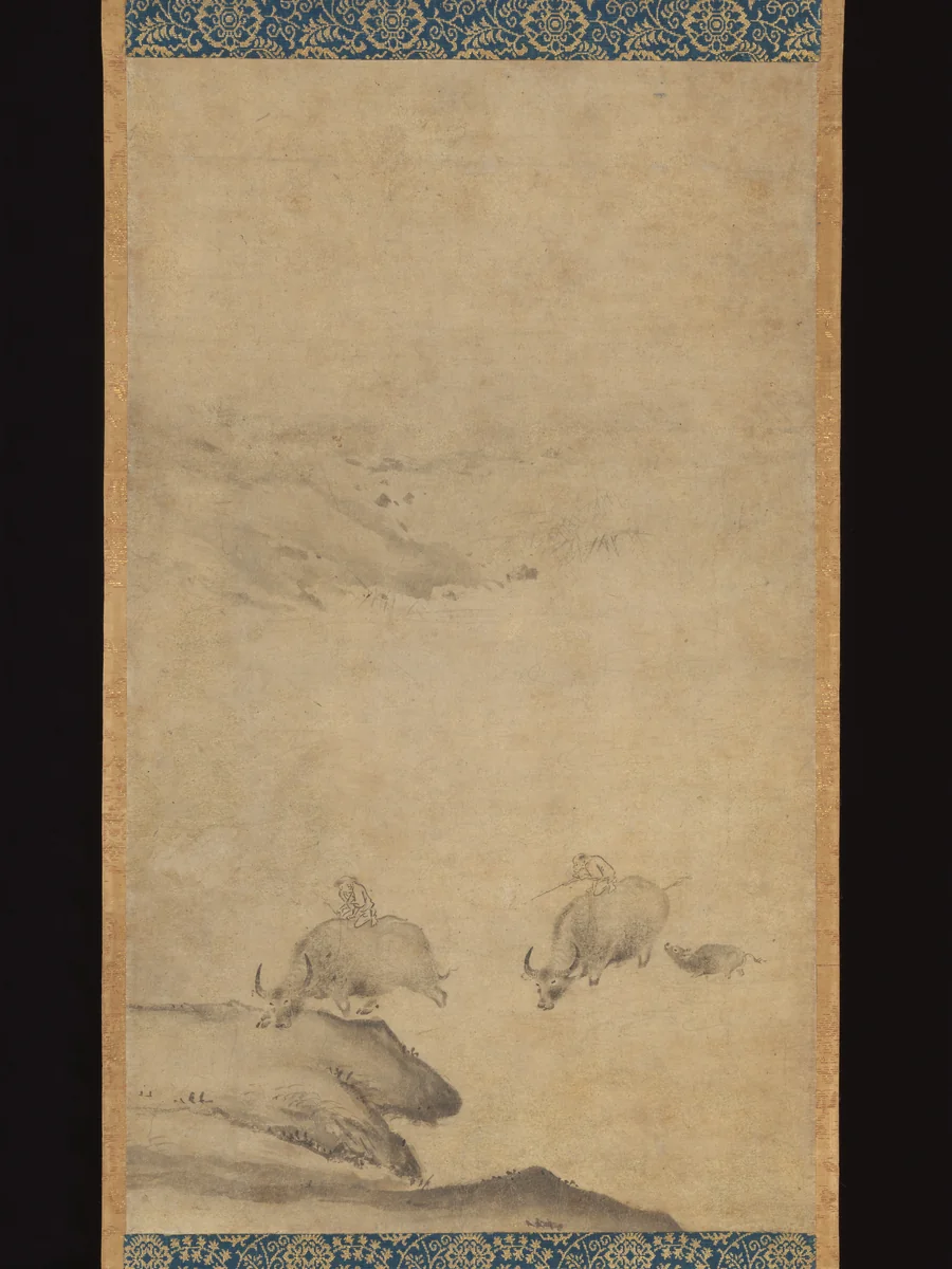 Herdboys and Buffalos by Kaō, painting, 1300-1399