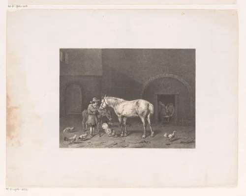 Hoefsmederij by anonymous, print, 1847-1865