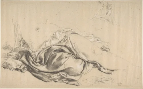 Study in Draperies by Romain Cazes, drawing, 1828-1881