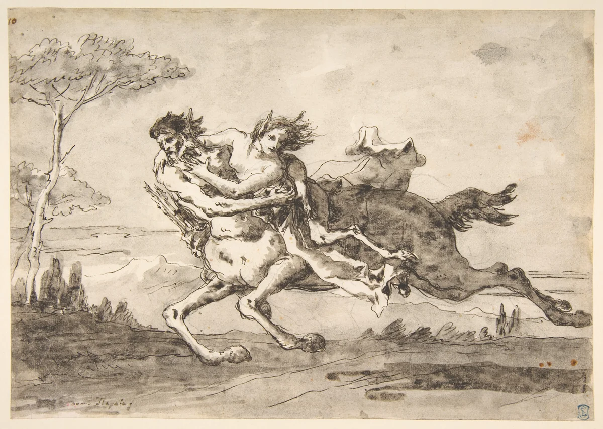 Centaur Abducting a Satyress by Giovanni Domenico Tiepolo, drawing, 1727-1804