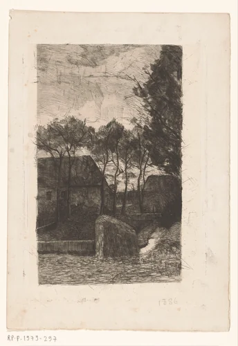Bomen bij een boerderij by Richard Nicolaüs Roland Holst, print, 1886