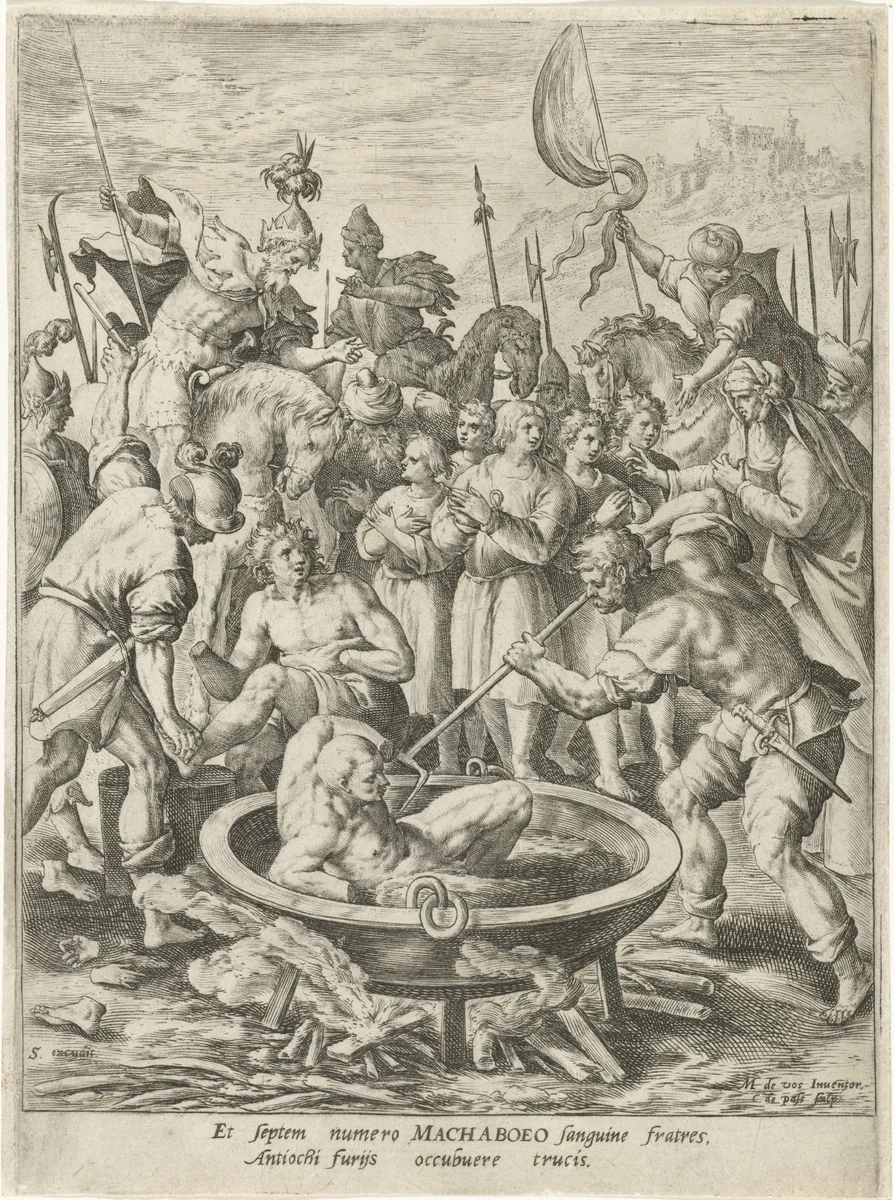 Marteldood van zeven broers en hun moeder by Unknown, print, 1591