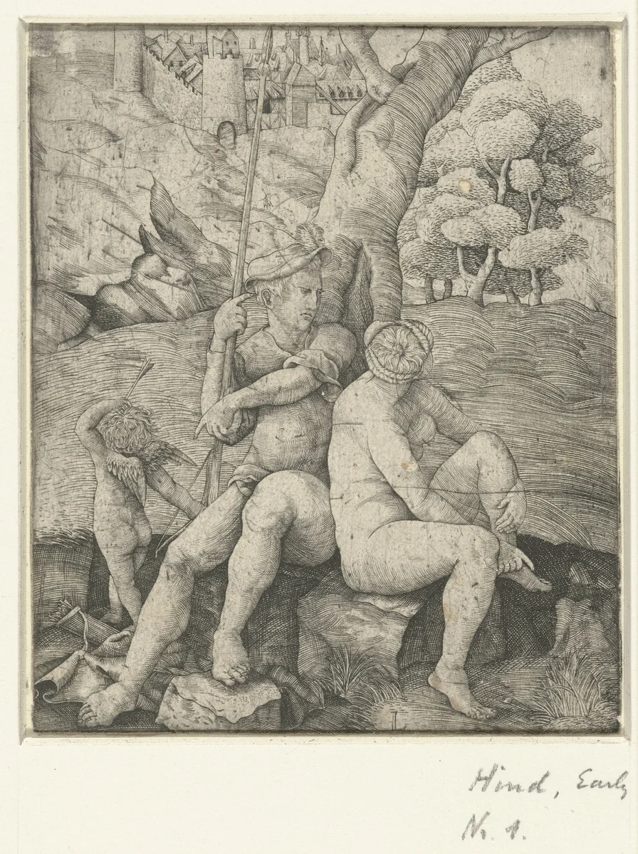 Mars en Venus en Cupido by Unknown, print, 1500-1520