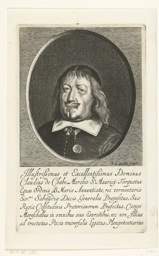 Portret van Claude de Chabot markies van Sint Mauritius by Pieter de Bailliu, print, 1623-1660
