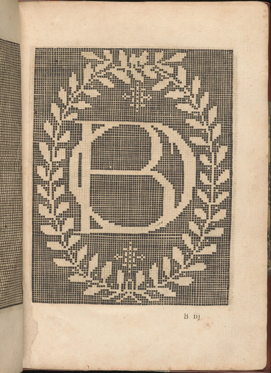Les Secondes Oeuvres, et Subtiles Inventions De Lingerie du Seigneur Federic de Vinciolo Venitien, page 7 (recto) by Federico de Vinciolo, book, 1603