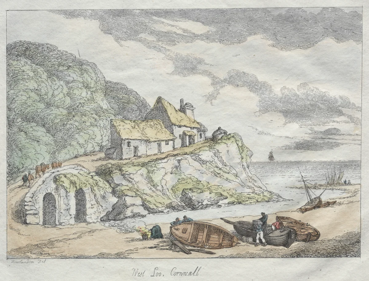 Rowlandson's Sketches from Nature: West Loo, Cornwall by Thomas Rowlandson, print, 1822
