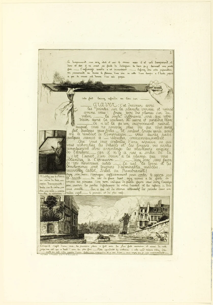 Page two, from Letter on the Elements of Etching by Adolphe Martial Potémont, print, 1864