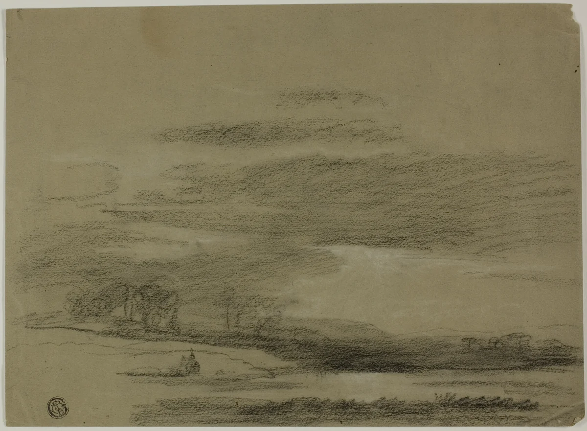 Landscape with Sun Breaking Through Clouds by Unknown Artist, drawing, 1800-1899
