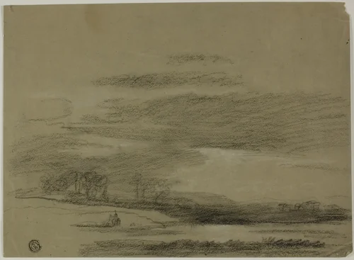 Landscape with Sun Breaking Through Clouds by Unknown Artist, drawing, 1800-1899