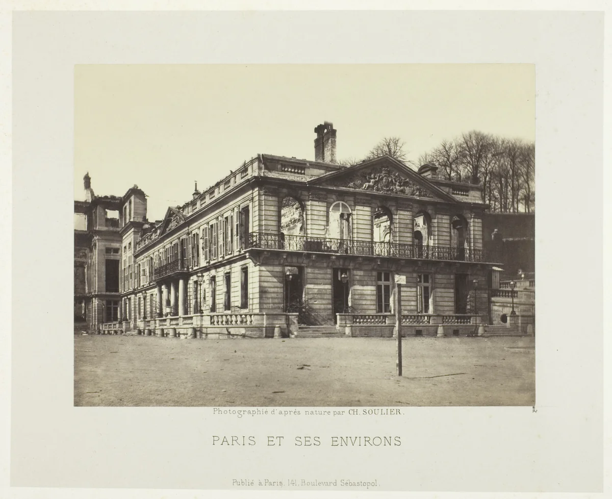 Palais de Saint-Cloud, from the series "Paris et ses environs" by Charles Soulier, photograph, 1870-1871