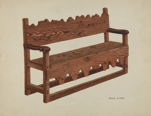 Mission Bench by Emile Cero, index of american design, 1939