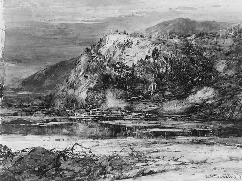 Landscape with Rocky Hills and Stream by William Louis Sonntag, artwork, 1890