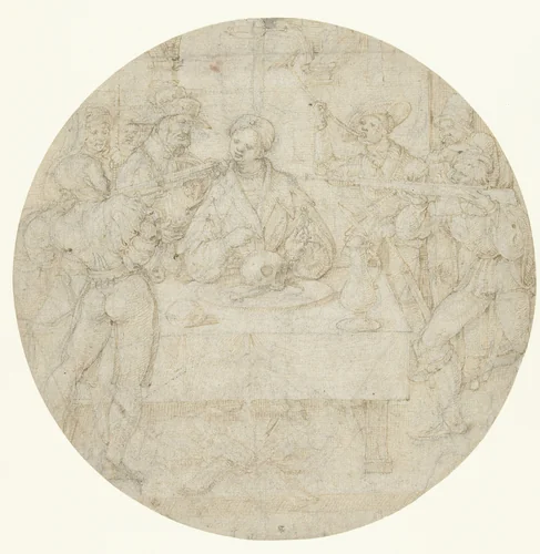 Broer van de koning wordt met de dood bedreigd by Unknown, drawing, 1499