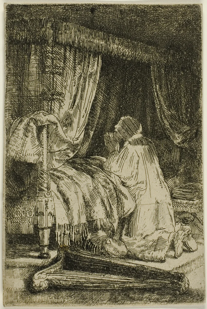 David in Prayer by Rembrandt van Rijn, print, 1652