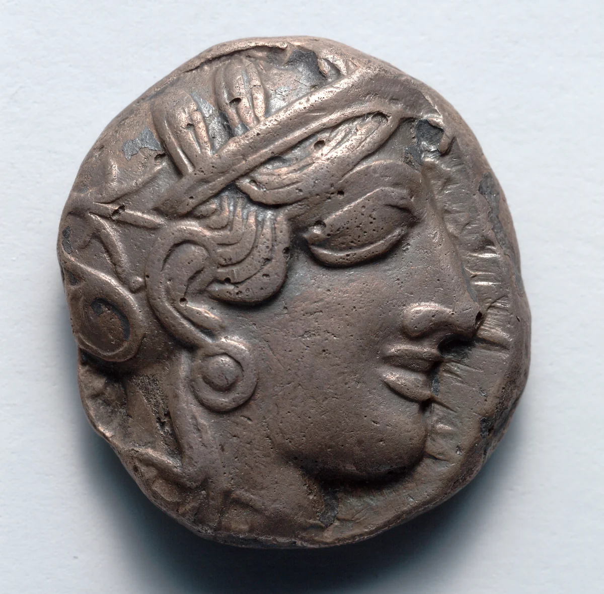 Tetradrachm: Head of Athena (obverse) by Unknown, metalwork, -480--449