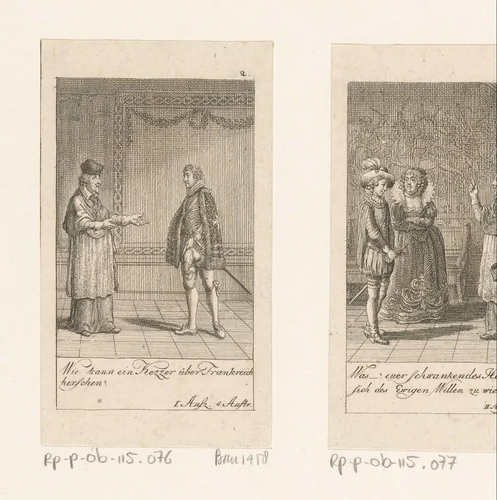Hendrik I van Guise in gesprek met Karel van Lotharingen by Daniel Nikolaus Chodowiecki, print, 1790
