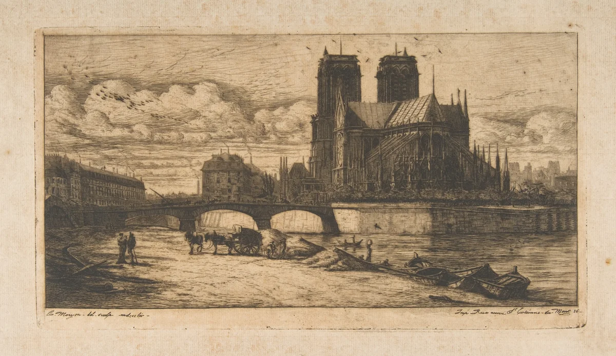 The Apse of Notre-Dame, Paris by Charles Meryon, print, 1854