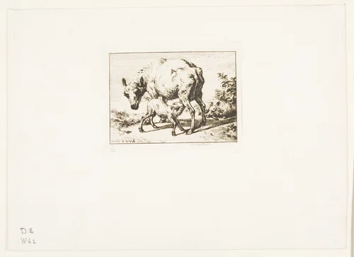 The Ewe with Two Lambs by Charles Meryon, print, 1850