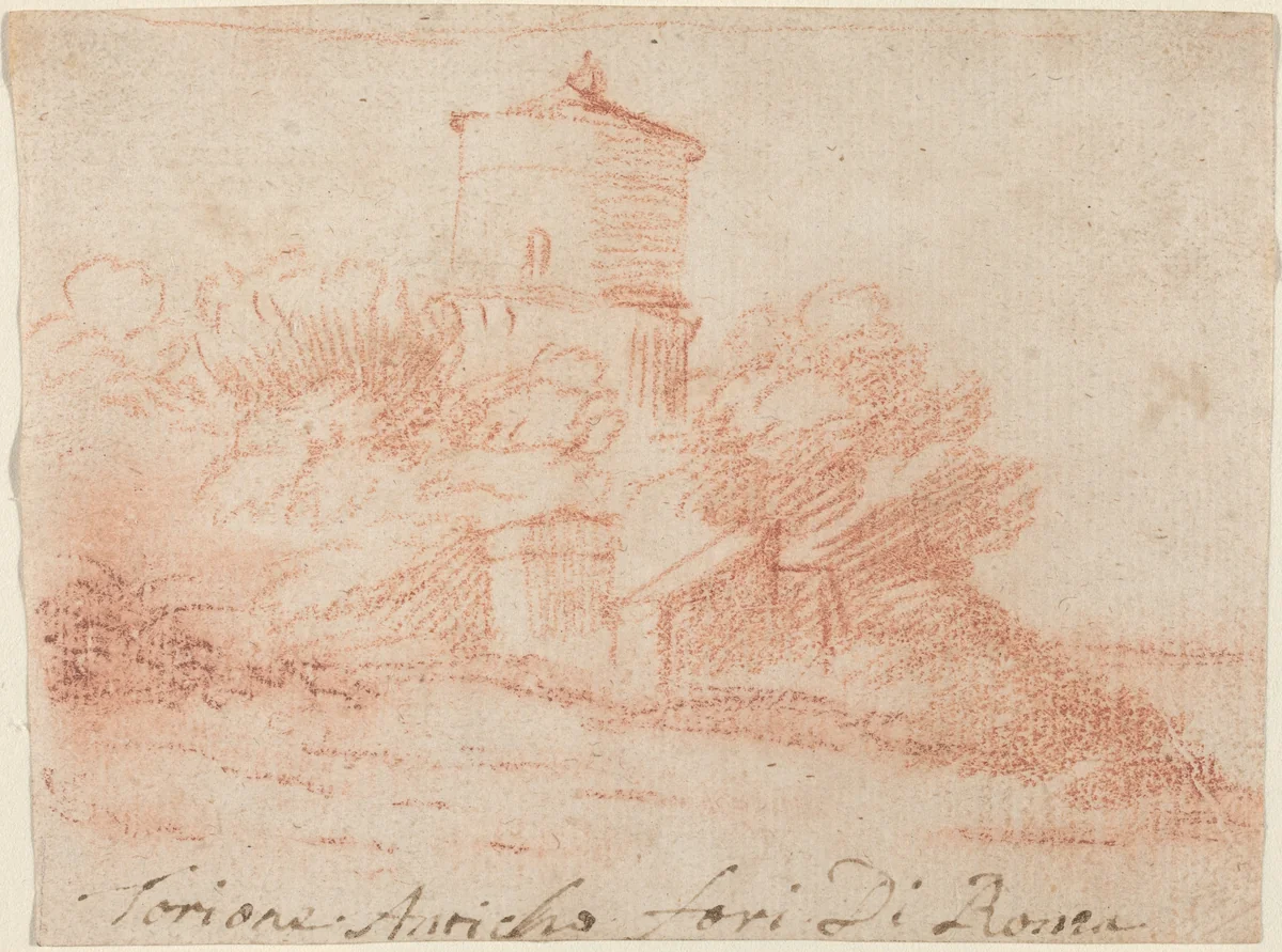 Torione Anticho Fori di Roma by Claude Lorrain, drawing, 1630-1635